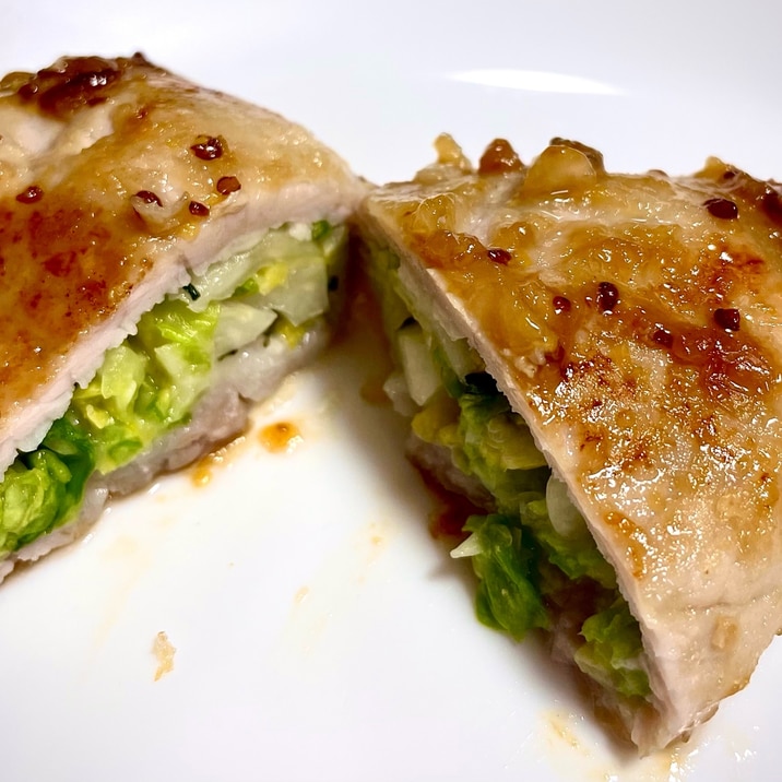 醤油麹で豚肉のキャベツチーズ巻き照り焼き